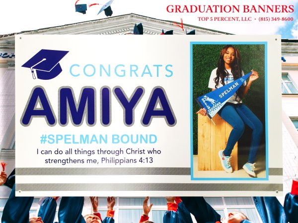 Custom graduation banners printed in Joliet and Romeoville IL, personalized grad banners