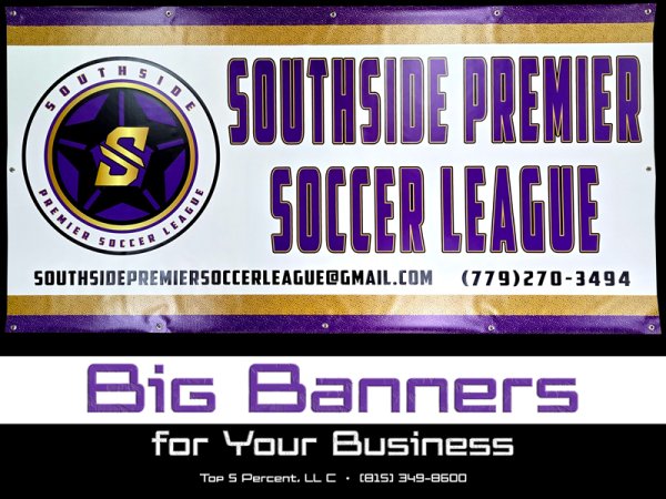 Custom sports banners for teams and leagues printed in Aurora and Joliet IL