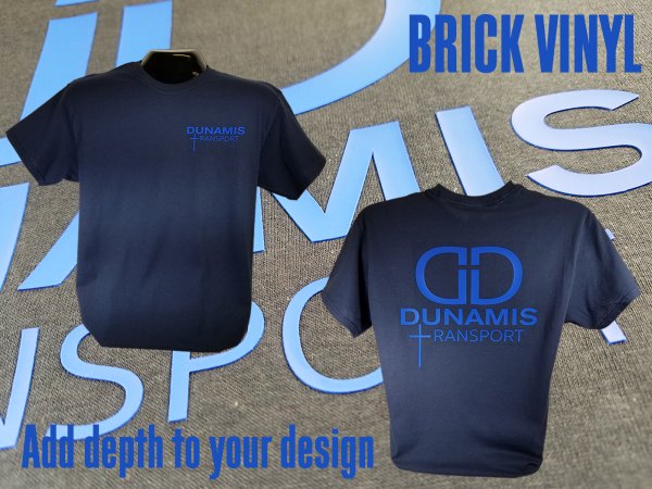 Custom brick vinyl shirt printed in Channahon Illinois