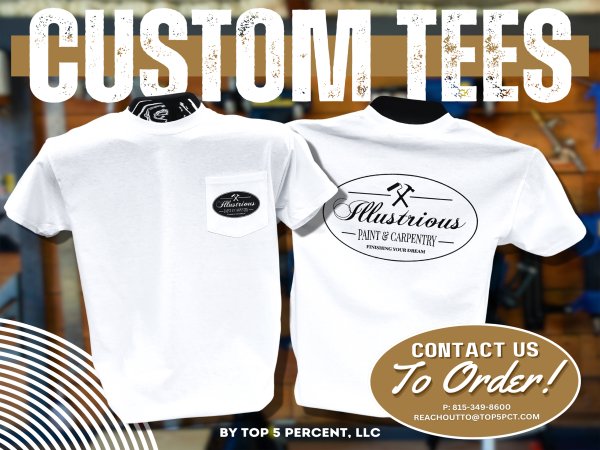 Custom pocket shirts with embroidered logos for businesses in Joliet Illinois