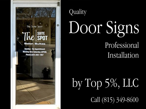 Custom door signs and door graphics for businesses in Joliet Illinois