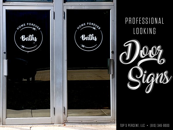 Custom door signs and door graphics installed for businesses in Crest Hill and Joliet Illinois