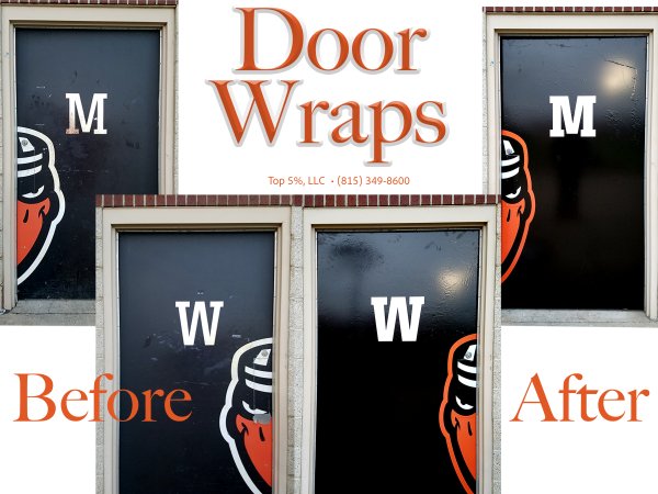 Custom door wraps and door signs in Joliet Illinois