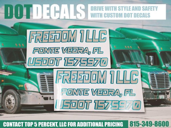 Custom DOT decals for trucks in Minooka Illinois