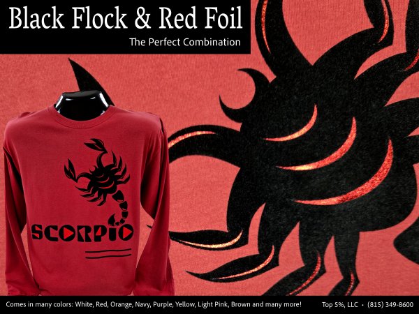 Custom flock vinyl shirts with dimensional velvet print in Joliet Illinois
