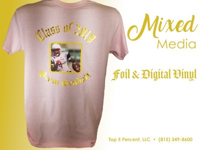 Custom metallic foil t-shirts for brands and events in Joliet, Will and DuPage County Illinois