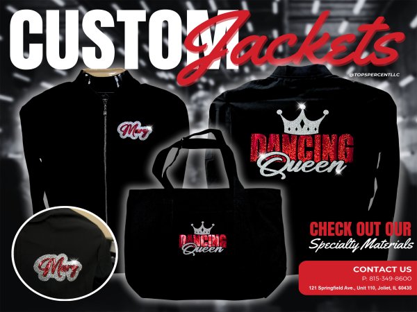 Custom holographic jackets and specialty apparel for events and brands in Joliet and Shorewood IL