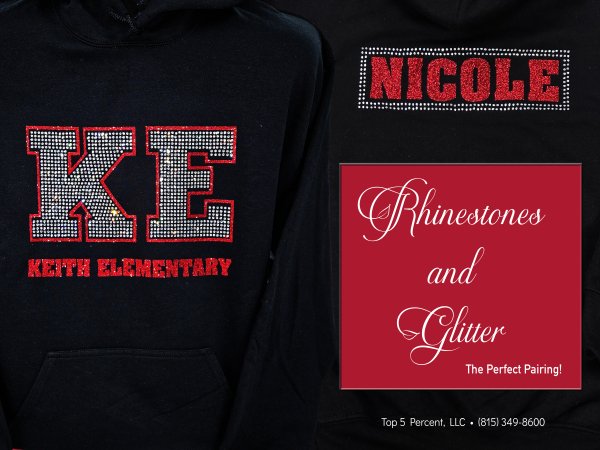 Custom rhinestone apparel at Keith Elementary in Joliet Illinois