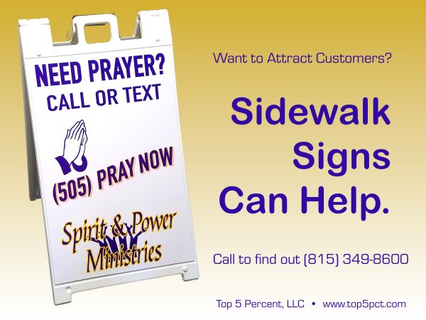 Custom a-frame sidewalk signs for businesses near Joliet and Shorewood IL