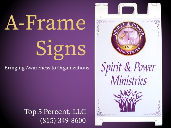 A-frame sidewalk signs in use outside businesses in Joliet and Shorewood Illinois