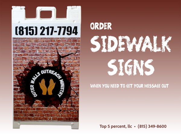 Custom sidewalk signs and a-frame signs for businesses in Joliet Illinois