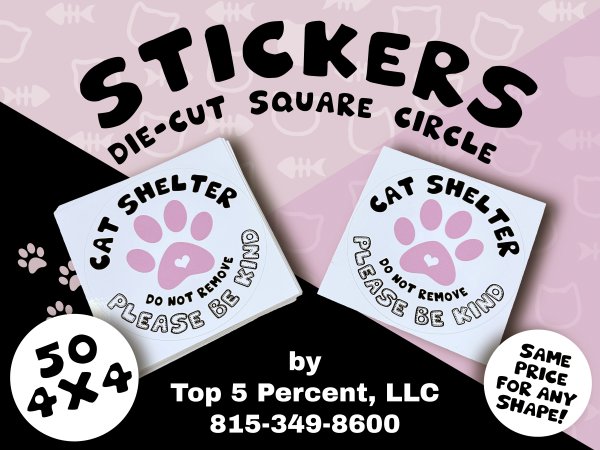 Custom square stickers and standard shaped decals printed in Naperville, Joliet, and Aurora, Illinois
