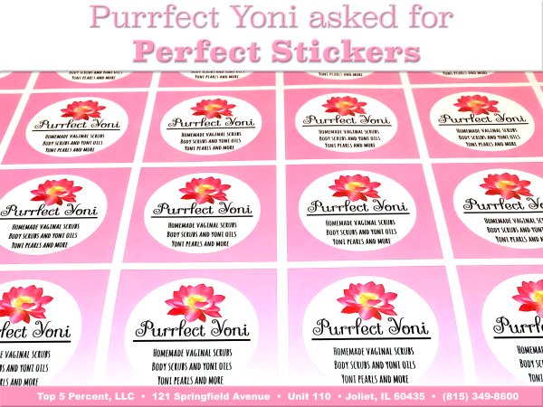 Custom stickers and oval packaging seals printed in Romeoville, Joliet, and Bolingbrook, Illinois