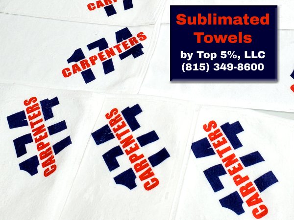 Custom sublimated branded towels and promotional textiles in Joliet Illinois