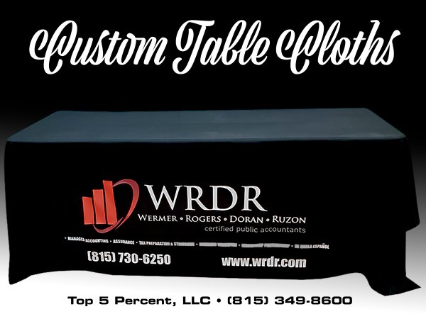 Personalized branded table cloths for trade shows and events in Joliet Illinois