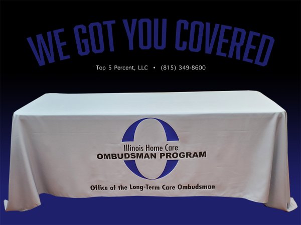 Custom printed table cloths in fitted and throw styles in Joliet Illinois