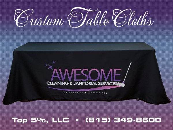 Custom branded table cloths and table covers for events in Joliet and Crest Hill Illinois