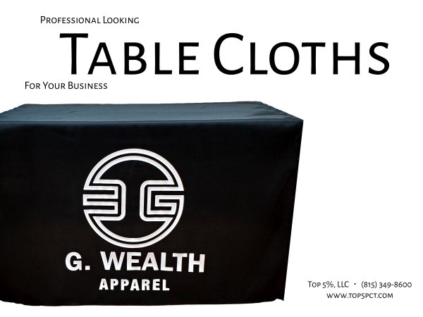 Custom table runner covers for events and trade shows in Will County Illinois