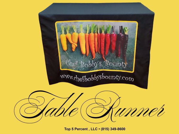 Custom full color table runner printed in Channahon and Joliet IL