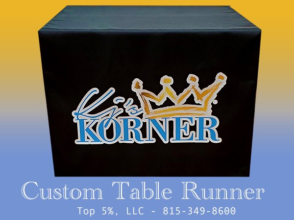 Custom printed table runners for events and businesses in Joliet Illinois