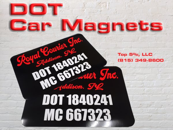 DOT compliant vehicle magnets and car door signs printed in Joliet Illinois