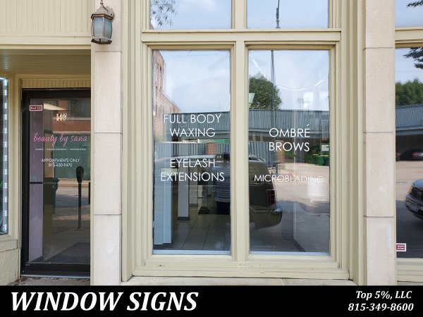 Custom business window signs for storefronts in Joliet Illinois