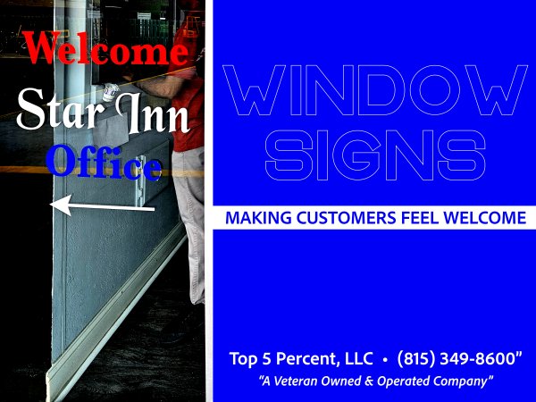Window business signs for storefronts and offices in Joliet Illinois