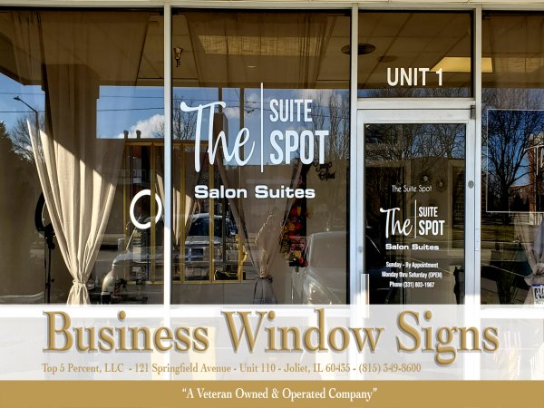Custom window signs for businesses in Joliet Illinois