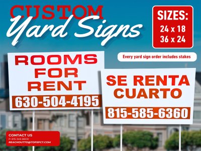 Custom yard signs and lawn signs printed in Channahon Illinois