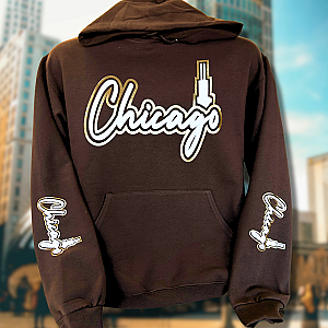 Gold Foil and Puff Chicago Hoodie — view 1